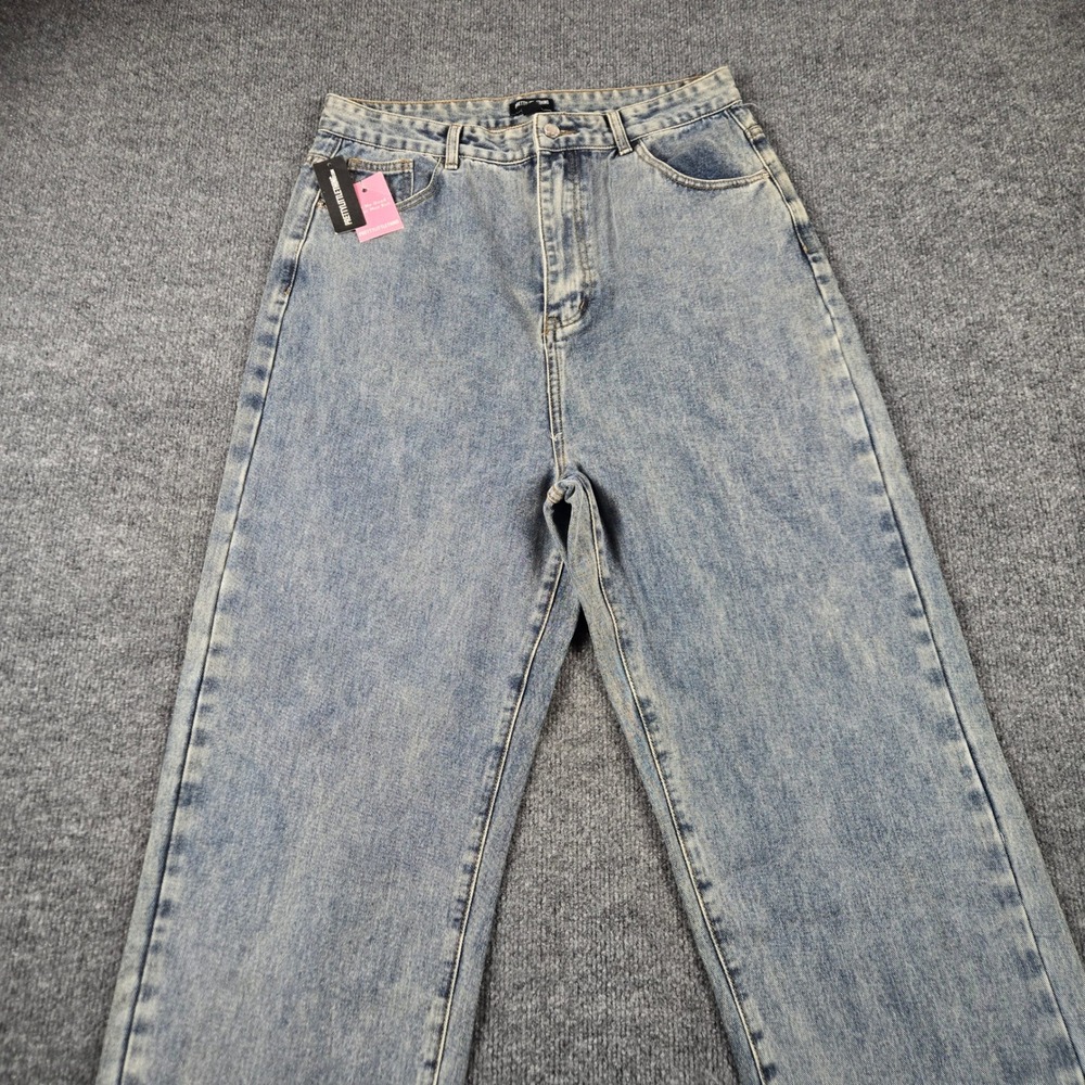 PrettyLittleThing Jeans Womens 12 Blue NWT Tall Straight Leg High Rise Denim